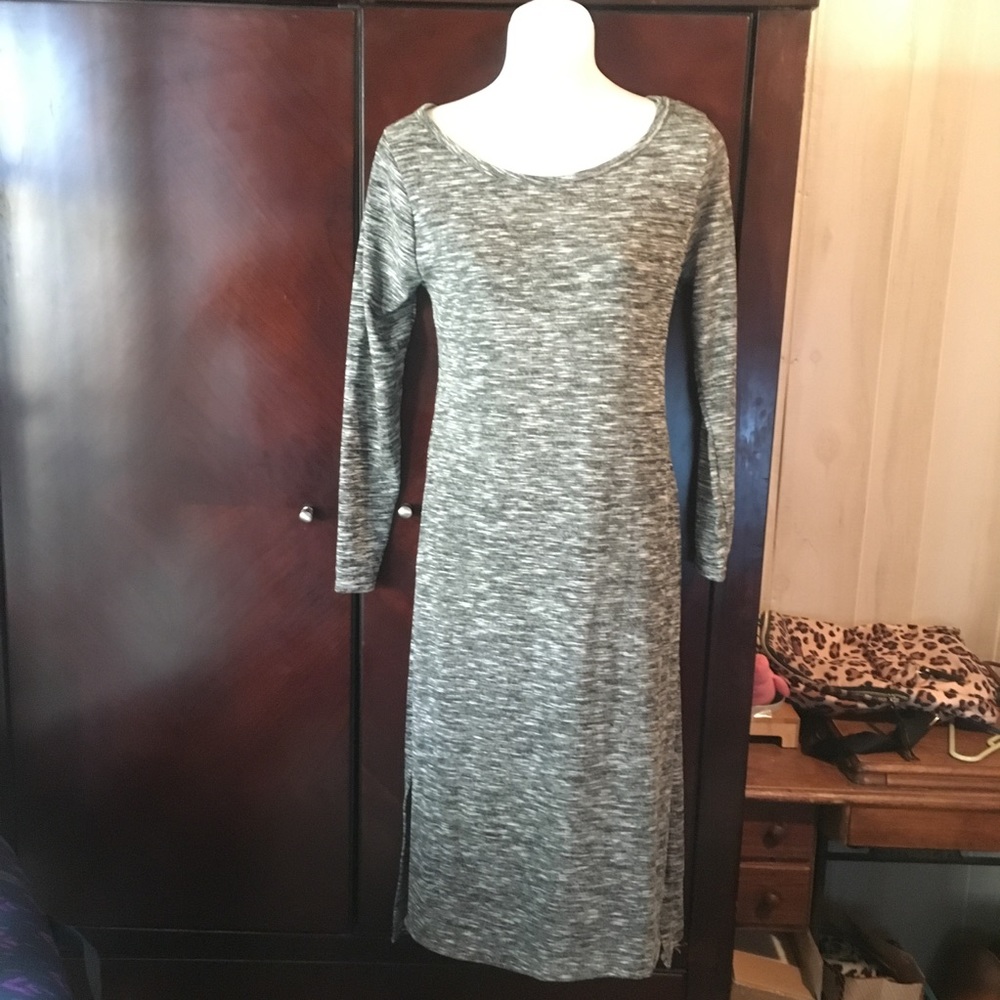 NWT knit grey thigh high slit maxi dress